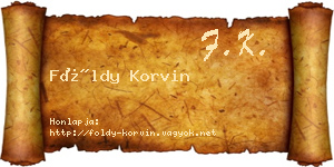 Földy Korvin névjegykártya